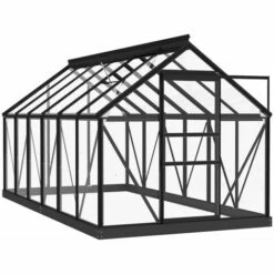 VidaXL Serre En Verre Anthracite 155x298x191 Cm Aluminium - Anthracite -France Serre de jardin Soldes 2022 49993845 3