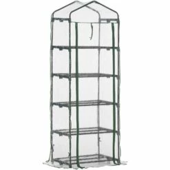 Outsunny Serre De Jardin Balcon étagère Serre 5 Niveaux 0,69L X 0,49l X 1,93H M Acier Galvanisé Bâche Amovible PVC Vert - Vert