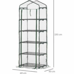 Outsunny Serre De Jardin Balcon étagère Serre 5 Niveaux 0,69L X 0,49l X 1,93H M Acier Galvanisé Bâche Amovible PVC Vert - Vert -France Serre de jardin Soldes 2022 50904451 3