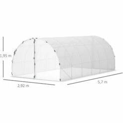 Outsunny Serre De Jardin Tunnel Surface Sol 16 M² Châssis Tubulaire Renforcé 24 Mm Double Porte Avec Poignées Blanc - Blanc -France Serre de jardin Soldes 2022 50909082 3