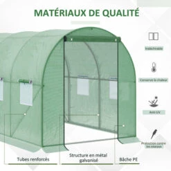Outsunny Serre De Jardin Tunnel Surface Sol 5,47 M² 2,85L X 1,92l X 1,94H M Châssis Tubulaire Renforcé Porte Zippée 6 Fenêtres Enroulables Vert - Vert 10 Outsunny Serre De Jardin Tunnel Surface Sol 5,47 M² 2,85L X 1,92l X 1,94H M Châssis Tubulaire Renforcé Porte Zippée 6 Fenêtres Enroulables Vert - Vert -France Serre de jardin Soldes 2022 50909085 4
