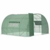Outsunny Serre De Jardin Tunnel 11 M² Acier Galvanisé Renforcé Diamètre 2,4 Cm + PE Haute Densité Fenêtres Porte Vert - Vert