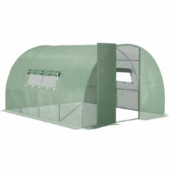 Outsunny Serre De Jardin Tunnel 11 M² Acier Galvanisé Renforcé Diamètre 2,4 Cm + PE Haute Densité Fenêtres Porte Vert - Vert -France Serre de jardin Soldes 2022 50909086 5