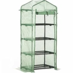 Outsunny Serre De Jardin Balcon étagère Serre 4 Niveaux 0,7L X 0,5l X 1,6H M Acier Galvanisé Bâche Amovible PE Haute Densité Vert - Vert
