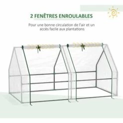 Outsunny Mini Serre De Jardin Serre à Tomates 180L X 90l X 90H Cm Acier PE Haute Densité 140 G/m² Anti-UV 2 Fenêtres Avec Zip Enroulables Blanc -France Serre de jardin Soldes 2022 50909089 5
