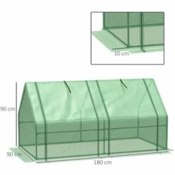 Outsunny Mini Serre De Jardin Serre à Tomates Dim. 180L X 90l X 90H Cm Acier PE Haute Densité 140 G/m² Anti-UV 2 Fenêtres Zippées Enroulables Vert - Vert -France Serre de jardin Soldes 2022 50909090 3