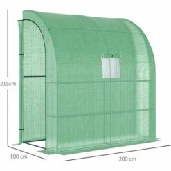 Outsunny Serre De Jardin Adossée Serre Adossée Dim. 2L X 1l X 2,13H M 4 étagères 2 Portes Zippées 1 Fenêtre Acier PE Haute Densité Vert - Vert -France Serre de jardin Soldes 2022 50909091 3