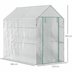 Outsunny Serre De Jardin 2 Tablettes Dim. 1,86L X 1,2l X 1,9H M Porte Déroulante Acier PE Haute Densité 140 G/m² Transparent Blanc - Blanc 10 Outsunny Serre De Jardin 2 Tablettes Dim. 1,86L X 1,2l X 1,9H M Porte Déroulante Acier PE Haute Densité 140 G/m² Transparent Blanc - Blanc -France Serre de jardin Soldes 2022 50909094 4