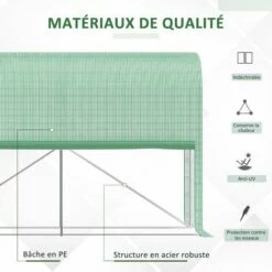 Outsunny Serre De Jardin Serre à Tomates Dim. 3L X 1l X 2H M Porte Zippée Déroulante 2 Fenêtres Latérales Enroulables Acier PE Haute Densité Vert - Vert -France Serre de jardin Soldes 2022 50909097 5