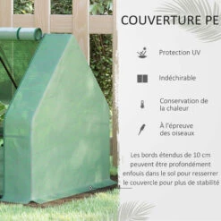 Outsunny Mini Serre De Jardin Serre à Tomates Avec Carré Potager - Acier Thermo-laqué, Tôle D'acier Ondulée, PE Haute Densité Anti-UV - Fenêtre Zippée Enroulable Vert - Vert -France Serre de jardin Soldes 2022 50909104 5