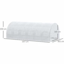 Outsunny Serre De Jardin Tunnel 18 M² Dim. 5,97L X 3,02l X 2H M - 12 Fenêtres, Porte Zippée Enroulable - Châssis Tubulaire Acier Galvanisé, Bâche PE Haute Densité Blanc - Blanc -France Serre de jardin Soldes 2022 50909121 3