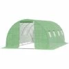 Outsunny Serre De Jardin Tunnel 18 M² Dim. 6L X 3l X 2H M - 8 Fenêtres, Porte Zippée Enroulable - Châssis Tubulaire Acier Galvanisé, Bâche PE Haute Densité Vert - Vert -France Serre de jardin Soldes 2022 50909122 1