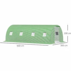 Outsunny Serre De Jardin Tunnel 18 M² Dim. 6L X 3l X 2H M - 8 Fenêtres, Porte Zippée Enroulable - Châssis Tubulaire Acier Galvanisé, Bâche PE Haute Densité Vert - Vert -France Serre de jardin Soldes 2022 50909122 3
