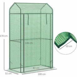 Outsunny Serre De Jardin Serre à Tomates Anti-UV Dim. 100L X 51l X 170H Cm Porte Zipée Déroulante Métal Thermolaqué PE Vert - Vert -France Serre de jardin Soldes 2022 51254807 3