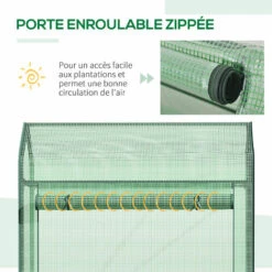 Outsunny Serre De Jardin Serre à Tomates Anti-UV Dim. 100L X 51l X 170H Cm Porte Zipée Déroulante Métal Thermolaqué PE Vert - Vert -France Serre de jardin Soldes 2022 51254807 5