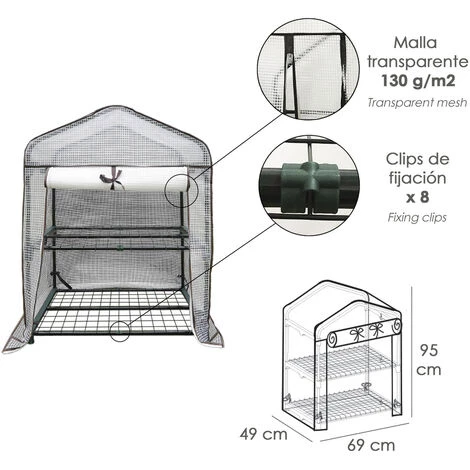 PAPILLON PE Serre Portable 2 Niveaux 69x49x95 Cms. 4 PAPILLON PE Serre Portable 2 Niveaux 69x49x95 Cms. – Image 2