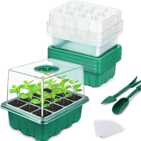 CADEAU 10 Mini Serre Pour Plantes Intérieure Plateau Semis Avec Couvercles Rehaussés, Bac à Semis Pépinière Boîte De Culture Durables 20 étiquettes 2 Outils 3 CADEAU 10 Mini Serre Pour Plantes Intérieure Plateau Semis Avec Couvercles Rehaussés, Bac à Semis Pépinière Boîte De Culture Durables 20 étiquettes 2 Outils