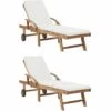 YOUTHUP Chaises Longues De Jardin Réglable Bain De Soleil Avec Coussins 2 Pcs Bois De Teck Solide Blanc - Blanc 2 YOUTHUP Chaises Longues De Jardin Réglable Bain De Soleil Avec Coussins 2 Pcs Bois De Teck Solide Blanc - Blanc -France Serre de jardin Soldes 2022 51855165 1