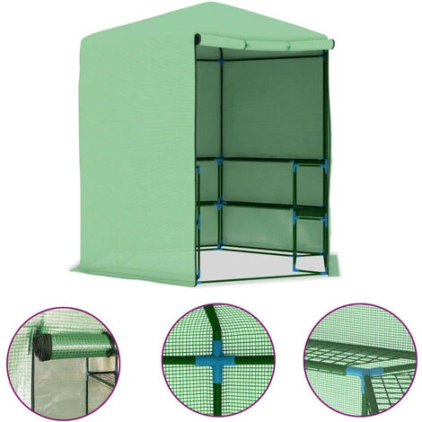 YOUTHUP Serre Avec étagères Acier 227x223 Cm - Vert 4 YOUTHUP Serre Avec étagères Acier 227x223 Cm - Vert – Image 2