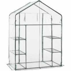 Serre De Jardin Hoorn En Acier Et PVC Avec étagères Intégrées 140 X 73 X 195 Cm [en.casa] -France Serre de jardin Soldes 2022 51903970 5