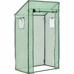 Serre De Tomates Marzano En Acier Et Polyéthylène à Porte Et 2 Fenêtres Zippée 100 X 60 X 143 - 174 Cm Vert [en.casa] -France Serre de jardin Soldes 2022 51903993 2