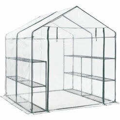 Serre De Jardin Grünau En Acier Et PVC Avec étagères Intégrées 200 X 200 X 220 Cm [en.casa] -France Serre de jardin Soldes 2022 51903998 3