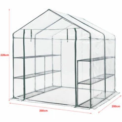 Serre De Jardin Grünau En Acier Et PVC Avec étagères Intégrées 200 X 200 X 220 Cm [en.casa] -France Serre de jardin Soldes 2022 51903998 4