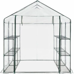 Serre De Jardin Grünau En Acier Et PVC Avec étagères Intégrées 200 X 200 X 220 Cm [en.casa] -France Serre de jardin Soldes 2022 51903998 5