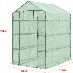 Serre De Jardin Vale En Acier Et Polyéthylène Avec étagères Intégrées 120 X 170 X 194 Cm Vert [en.casa] -France Serre de jardin Soldes 2022 51903999 4