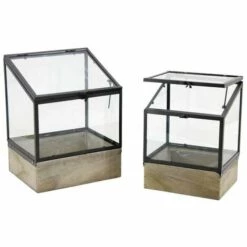 Serre En Métal Bois Et Verre H 27 Cm. Noir. Marque : Aubry Gaspard. Réf. : GSR107 - Noir