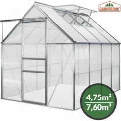 GARDEBRUK Serre De Jardin En Aluminium Avec 2 Fenêtres - 7,6 M³ - Sans Fondation Abri Pour Plantes Légumes
