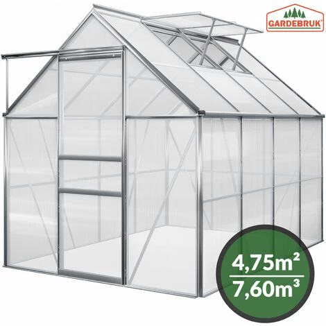 GARDEBRUK Serre De Jardin En Aluminium Avec 2 Fenêtres - 7,6 M³ - Sans Fondation Abri Pour Plantes Légumes 3 GARDEBRUK Serre De Jardin En Aluminium Avec 2 Fenêtres - 7,6 M³ - Sans Fondation Abri Pour Plantes Légumes