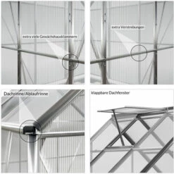 GARDEBRUK Serre De Jardin En Aluminium Avec 2 Fenêtres - 7,6 M³ - Sans Fondation Abri Pour Plantes Légumes 10 GARDEBRUK Serre De Jardin En Aluminium Avec 2 Fenêtres - 7,6 M³ - Sans Fondation Abri Pour Plantes Légumes -France Serre de jardin Soldes 2022 52055230 4