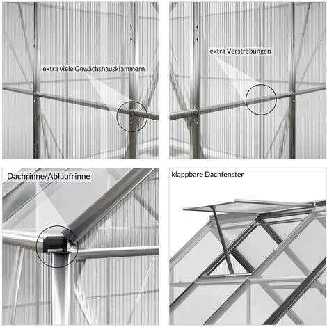 GARDEBRUK Serre De Jardin En Aluminium Avec 2 Fenêtres - 7,6 M³ - Sans Fondation Abri Pour Plantes Légumes 6 GARDEBRUK Serre De Jardin En Aluminium Avec 2 Fenêtres - 7,6 M³ - Sans Fondation Abri Pour Plantes Légumes – Image 4
