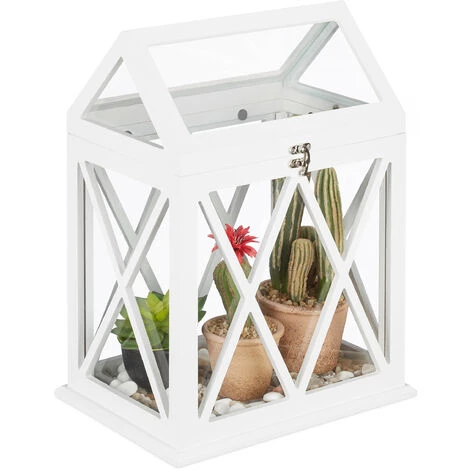 Relaxdays Mini Serre Intérieur Pour Le Rebord De Fenêtre, En Verre Et MDF, Herbes, Fleurs, HLP: 40x30x22,5 Cm, Blanc 3 Relaxdays Mini Serre Intérieur Pour Le Rebord De Fenêtre, En Verre Et MDF, Herbes, Fleurs, HLP: 40x30x22,5 Cm, Blanc