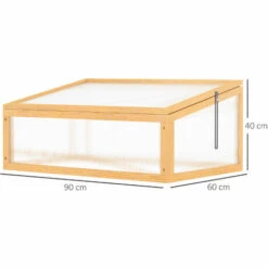 Outsunny Mini Serre De Jardin Serre à Tomates Dim. 90L X 60l X 40H Cm Toit Ouvrable Panneaux De Polycarbonate Bois Sapin Pré-huilé - Beige -France Serre de jardin Soldes 2022 52476579 3