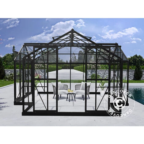 DANCOVER Kiosque De Jardin En Verre 16,8m², 4,45x4,45x 2,52m Avec Socle, Noir - Noir 4 DANCOVER Kiosque De Jardin En Verre 16,8m², 4,45x4,45x 2,52m Avec Socle, Noir - Noir – Image 2