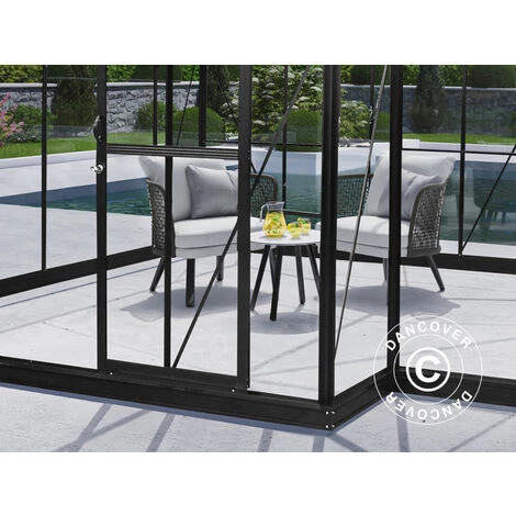 DANCOVER Kiosque De Jardin En Verre 16,8m², 4,45x4,45x 2,52m Avec Socle, Noir - Noir 6 DANCOVER Kiosque De Jardin En Verre 16,8m², 4,45x4,45x 2,52m Avec Socle, Noir - Noir – Image 4