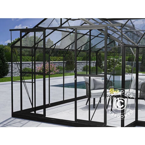 DANCOVER Kiosque De Jardin En Verre 16,8m², 4,45x4,45x 2,52m Avec Socle, Noir - Noir 7 DANCOVER Kiosque De Jardin En Verre 16,8m², 4,45x4,45x 2,52m Avec Socle, Noir - Noir – Image 5