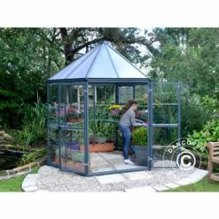 DANCOVER Kiosque De Jardin En Polycarbonate OASIS, Hexagonal 3,91m², 2,13x2,47x2,67m, Anthracite - Anthracite -France Serre de jardin Soldes 2022 53511078 3