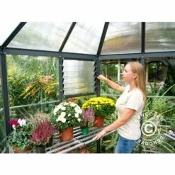 DANCOVER Kiosque De Jardin En Polycarbonate OASIS, Hexagonal 3,91m², 2,13x2,47x2,67m, Anthracite - Anthracite -France Serre de jardin Soldes 2022 53511078 5