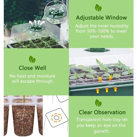 HKLFFJA Mini Plantes Serre, 20 étiquettes, 2 Outils,10 Pièces 120 Cellules Intérieure Plateau Semis Avec Couvercles Rehaussés, Boîte De Plantation De Semis Durable 5 HKLFFJA Mini Plantes Serre, 20 étiquettes, 2 Outils,10 Pièces 120 Cellules Intérieure Plateau Semis Avec Couvercles Rehaussés, Boîte De Plantation De Semis Durable – Image 3