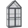 Outsunny Mini Serre De Jardin En Polycarbonate Cadre En Bois 3 Niveaux Dim. 70,5L X 42l X 132H Cm Double Porte Aérations Réglables Gris - Gris -France Serre de jardin Soldes 2022 53591957 1
