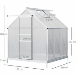 Outsunny Serre De Jardin Aluminium Polycarbonate 3,61 M² Dim. 1,9L X 1,9l X 2H M Lucarne Réglable Fondation Porte Coulissante - Transparent 9 Outsunny Serre De Jardin Aluminium Polycarbonate 3,61 M² Dim. 1,9L X 1,9l X 2H M Lucarne Réglable Fondation Porte Coulissante - Transparent -France Serre de jardin Soldes 2022 53591958 3