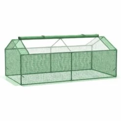 Outsunny Mini Serre De Jardin Serre à Tomates 1,8L X 0,9l X 0,7H M Métal Thermolaqué PE Haute Densité Fenêtre Moustiquaire Intégrées Vert