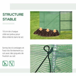 Outsunny Serre De Jardin Hexagonale Avec 6 étagères - Dim. 2,25L X 1,94l X 2,15H M Porte Enroulable Zippée Acier Thermolaqué PE Haute Densité Vert - Vert -France Serre de jardin Soldes 2022 53591963 5