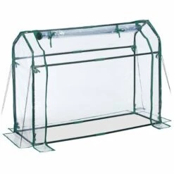 Relaxdays Serre De Jardin Avec Bâche En PVC, Porte Enroulable, HxLxP : 92x124x42 Cm, Système D'emboîtement, Transparente