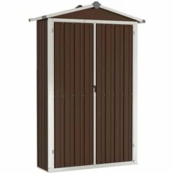 LANGRAY Abri De Jardin Marron 107,5x46x183 Cm Acier Galvanisé Maison & Jardin 11 LANGRAY Abri De Jardin Marron 107,5x46x183 Cm Acier Galvanisé Maison & Jardin -France Serre de jardin Soldes 2022 53826586 5