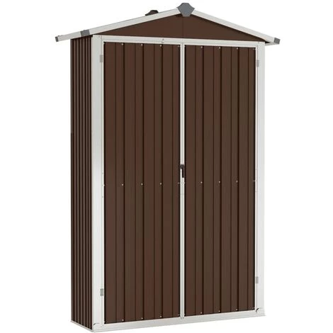 LANGRAY Abri De Jardin Marron 107,5x46x183 Cm Acier Galvanisé Maison & Jardin 7 LANGRAY Abri De Jardin Marron 107,5x46x183 Cm Acier Galvanisé Maison & Jardin – Image 5