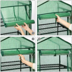 PETITES ECREVISSES Mini Serre De Jardin En PVC Avec 4 Étagères 69x49x160cm Pour Semis Fleurs Culture De Plantes - Vert -France Serre de jardin Soldes 2022 55495839 4
